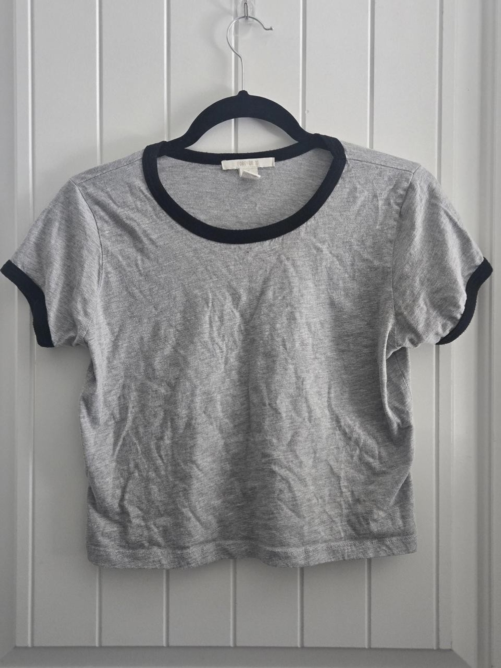 Forever 21 Gray Crop Tee with Black Trim